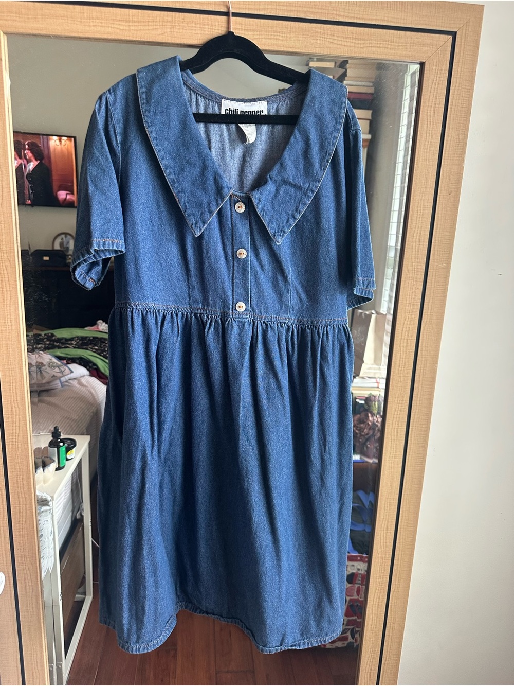 Denim Blue Short-Sleeve Dress